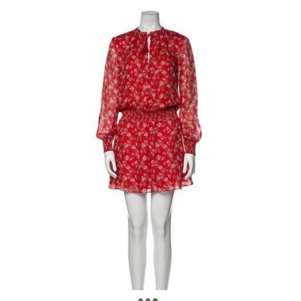 Intermix 100 % Silk Mini Dress Floral pattern red
